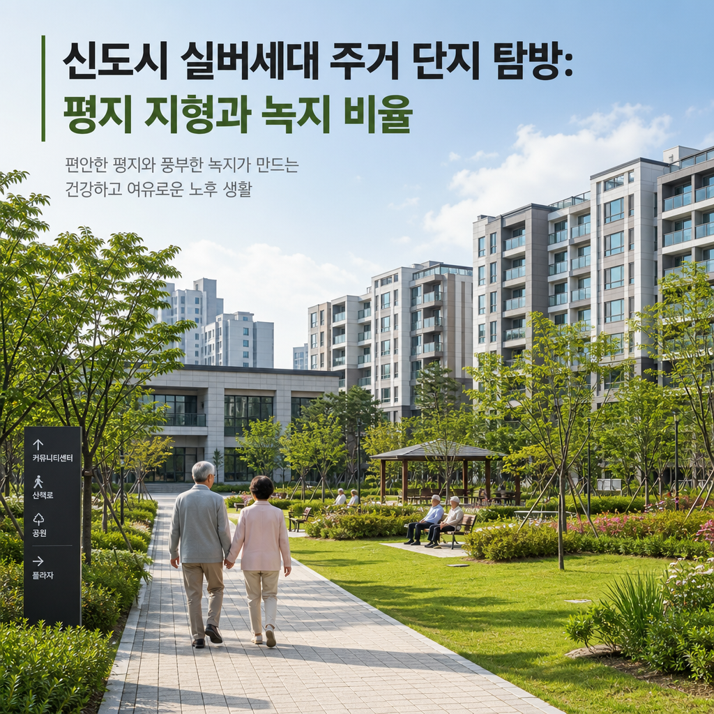 Modern senior living complex with green spaces and walking paths in a new city development