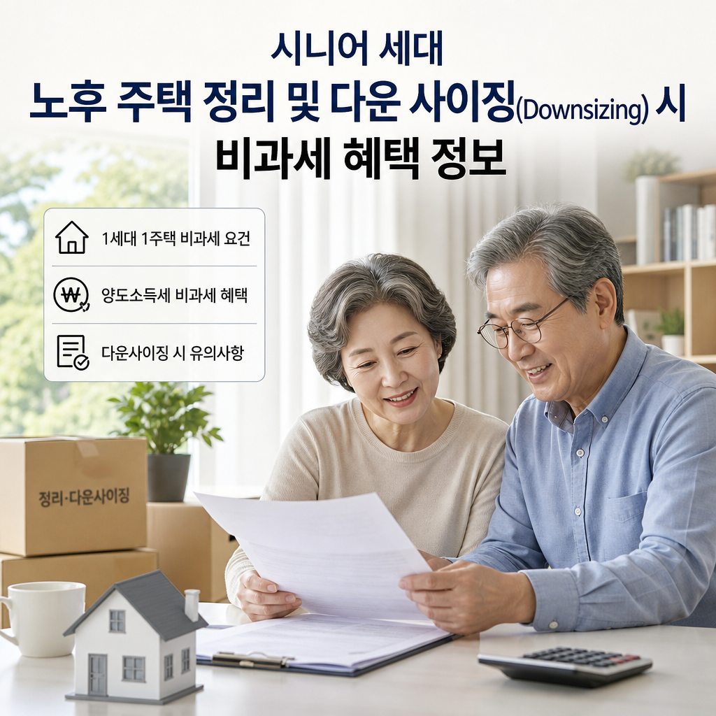 Senior couple reviewing retirement housing downsizing and tax benefits information