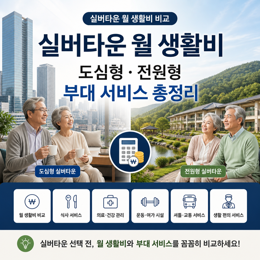 Bar chart comparing monthly living expenses and extra services for urban and suburban Silver Town senior communities