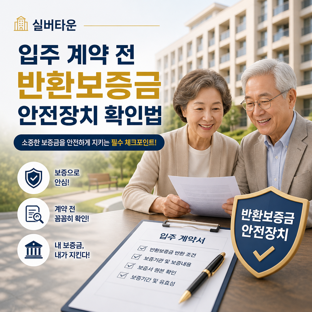 Elderly couple reviewing a refund deposit checklist before signing a housing contract.